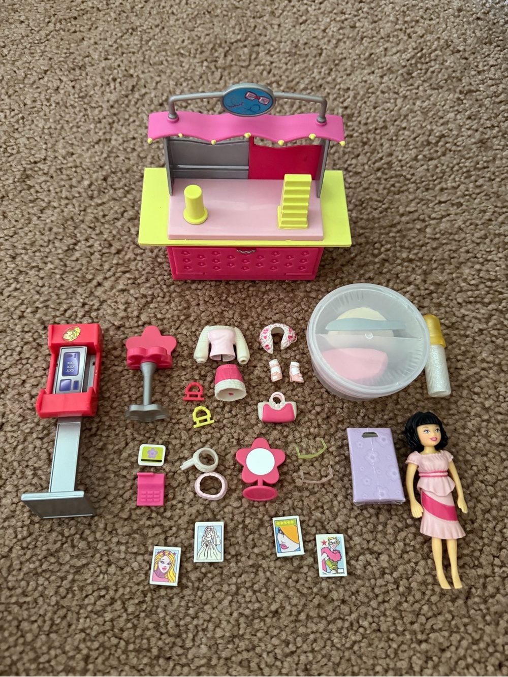 Vintage Polly Pocket - Accessory Cart (Designer Mall) - COMPLETE SET!